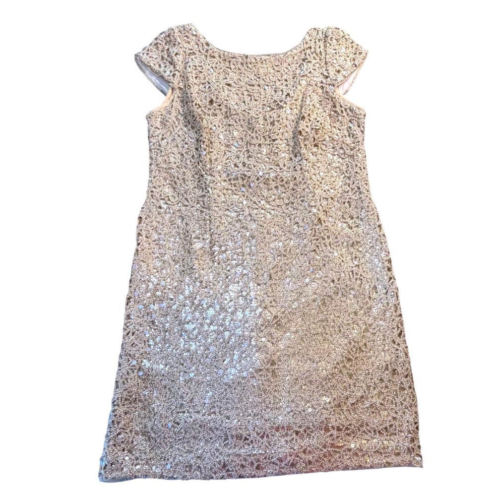 Gold Sequin Cap-Sleeve Cocktail Dress - Picture 2 of 11